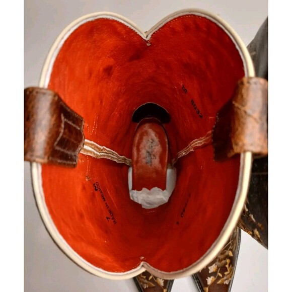 Macie Bean Boots Sz 7M Floral Embroidered Brown Leather Snip Toe Western Cowgirl - Picture 13 of 16